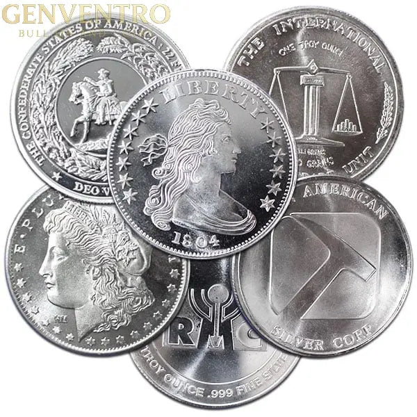 1 oz Silver Round – .999 Fine Silver Bullion – New BU Round Design Varies