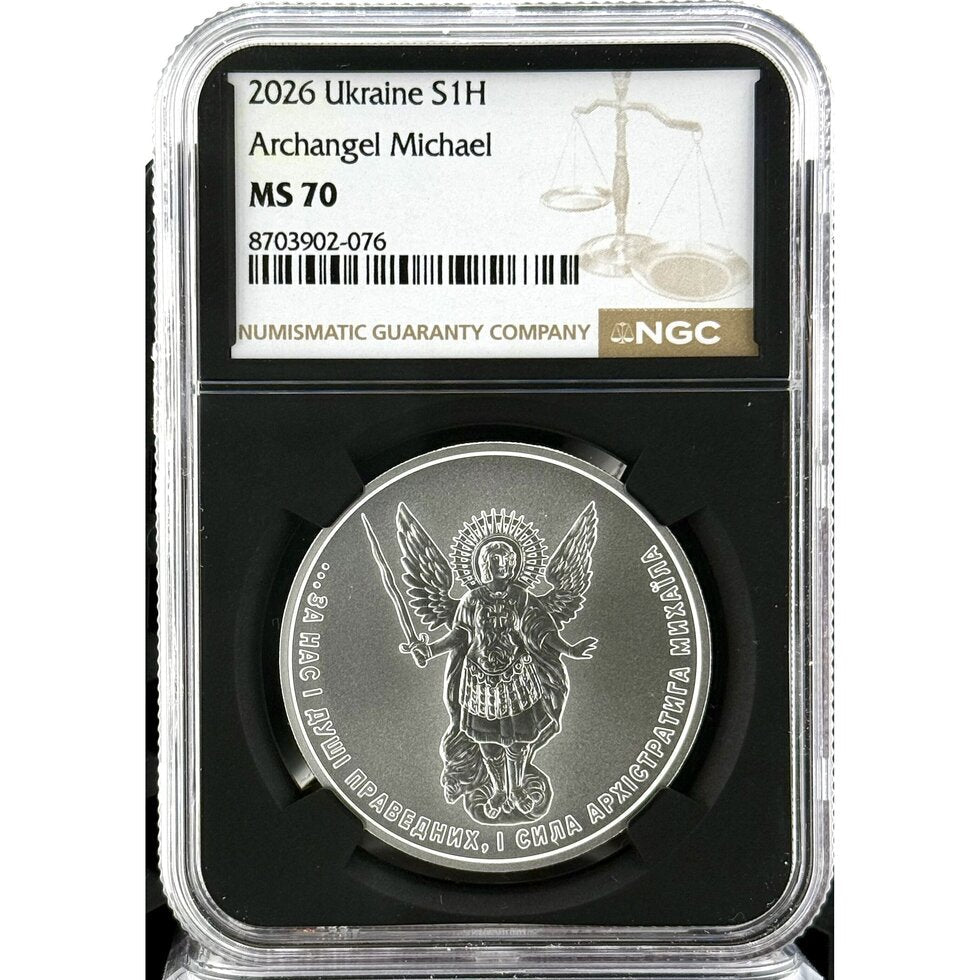 2026 Ukraine Archangel Michael 1 oz Silver Coin NGC MS 70 Black Core In Stock Items, Collectible Coins, Collectible Coins, Graded Coins