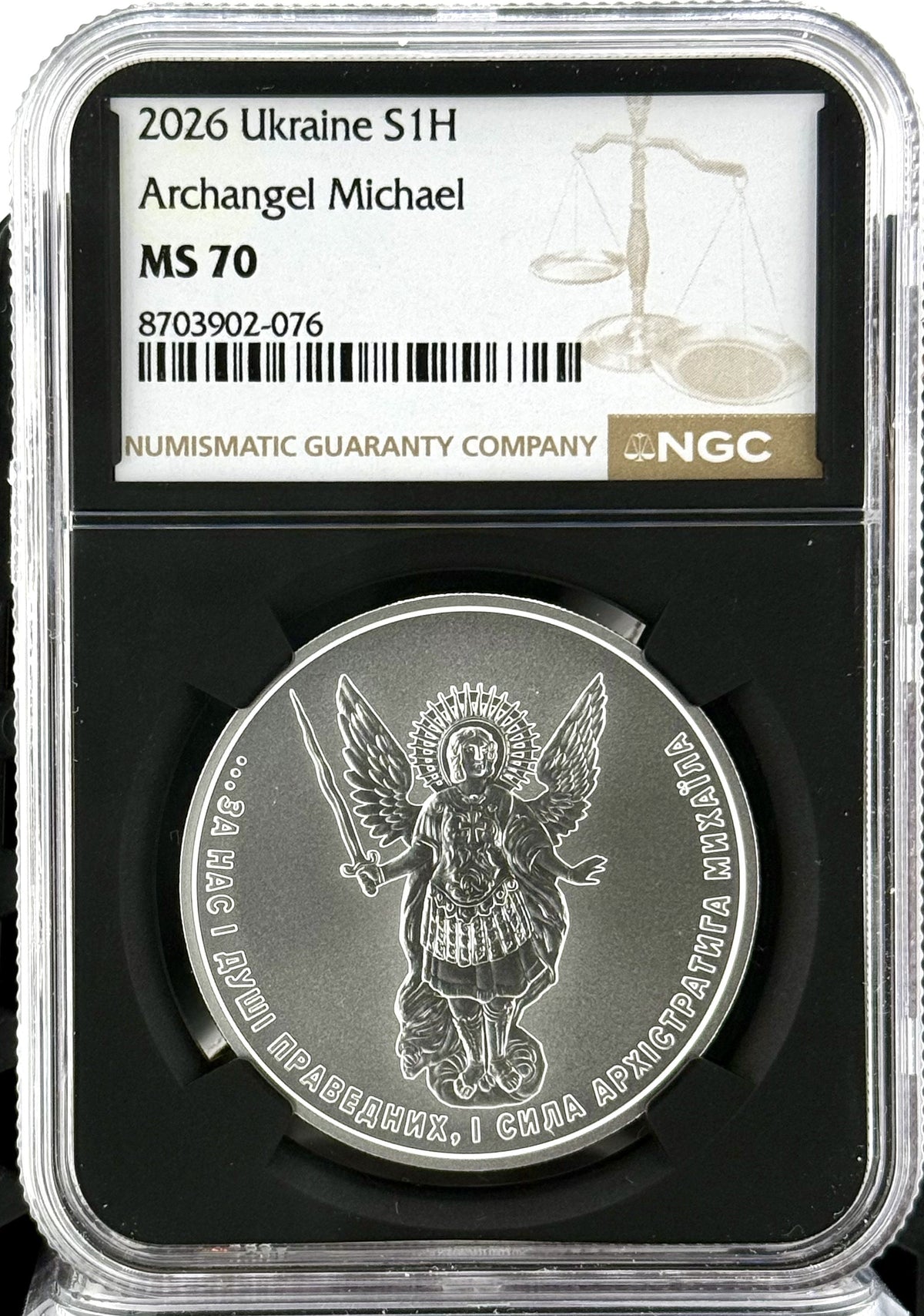2026 Ukraine Archangel Michael 1 oz Silver Coin NGC MS 70 Black Core In Stock Items, Collectible Coins, Collectible Coins, Graded Coins