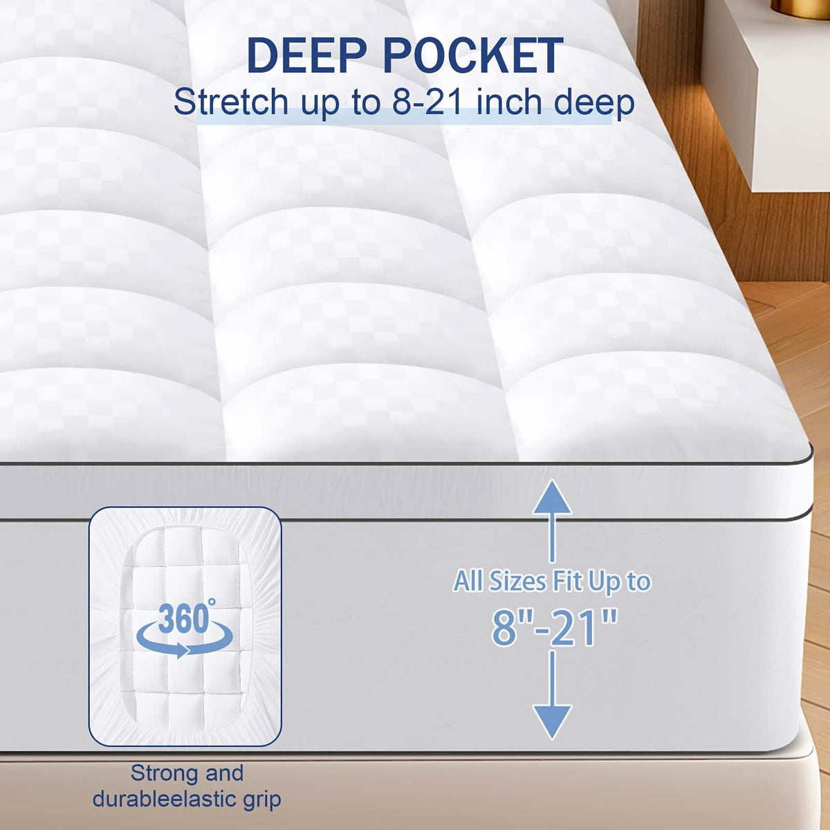 Extra Thick Mattress Topper – Soft, Cooling & Breathable (Multiple Sizes & Colors)